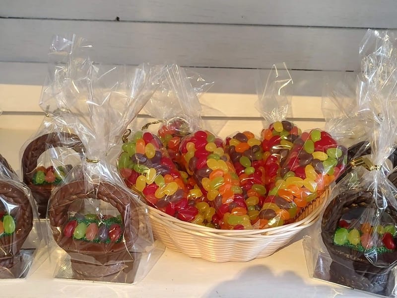Harding Candy display case with chocolates and treats