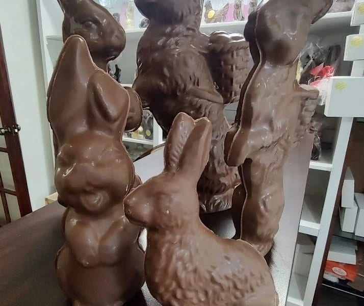 Chocolate Easter bunnies display